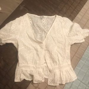 White eyelet top